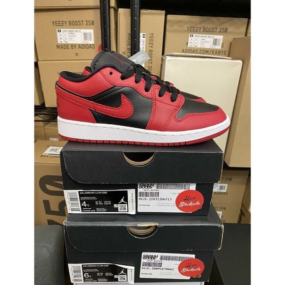 Nike Air Jordan 1 Low Reverse Bred Red Black Shoes 553560-606 GS Youth Sizes - Picture 1 of 3